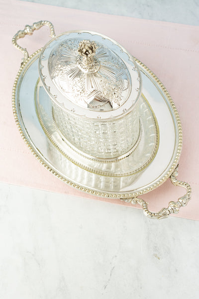 Antique Cut Crystal and Silverplate Biscuit Box