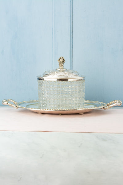 Antique Cut Crystal and Silverplate Biscuit Box