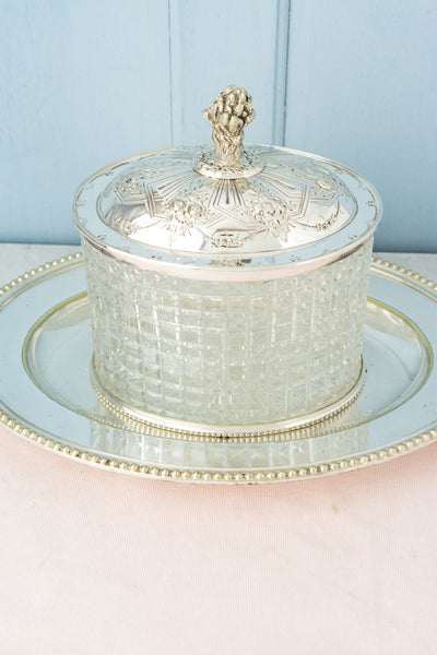 Antique Cut Crystal and Silverplate Biscuit Box