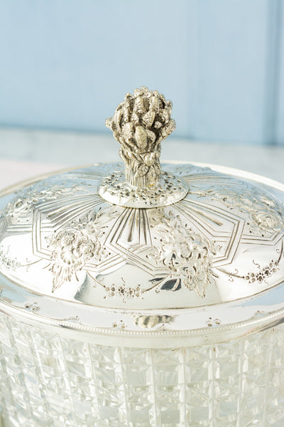 Antique Cut Crystal and Silverplate Biscuit Box