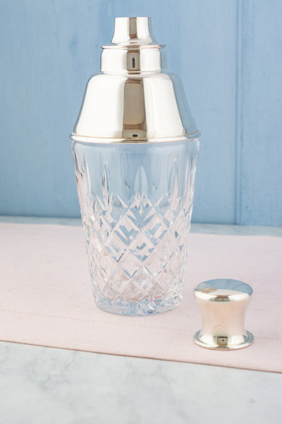 Antique Cut Crystal and Silverplate Cocktail Shaker