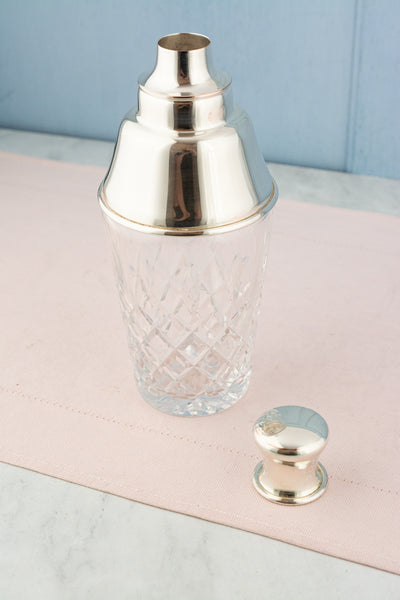 Antique Cut Crystal and Silverplate Cocktail Shaker