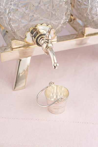 Antique Cut Crystal and Silverplate Double Liquor Stand