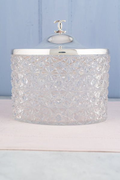 Antique Cut Crystal and Silverplate Oval Biscuit Box