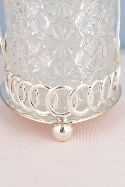 Antique Cut Crystal and Silverplate Oval Biscuit Box