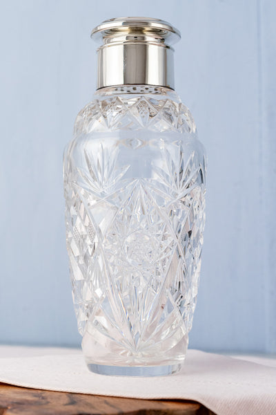 Antique Cut Crystal and Sterling Cocktail Shaker