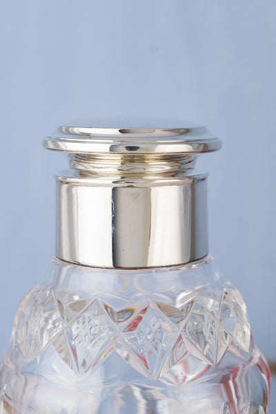 Antique Cut Crystal and Sterling Cocktail Shaker