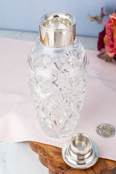 Antique Cut Crystal and Sterling Cocktail Shaker