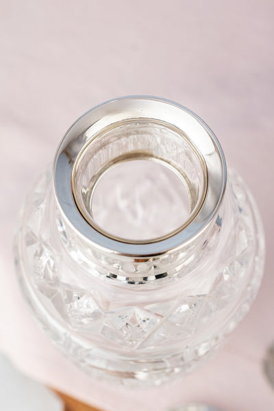 Antique Cut Crystal and Sterling Cocktail Shaker