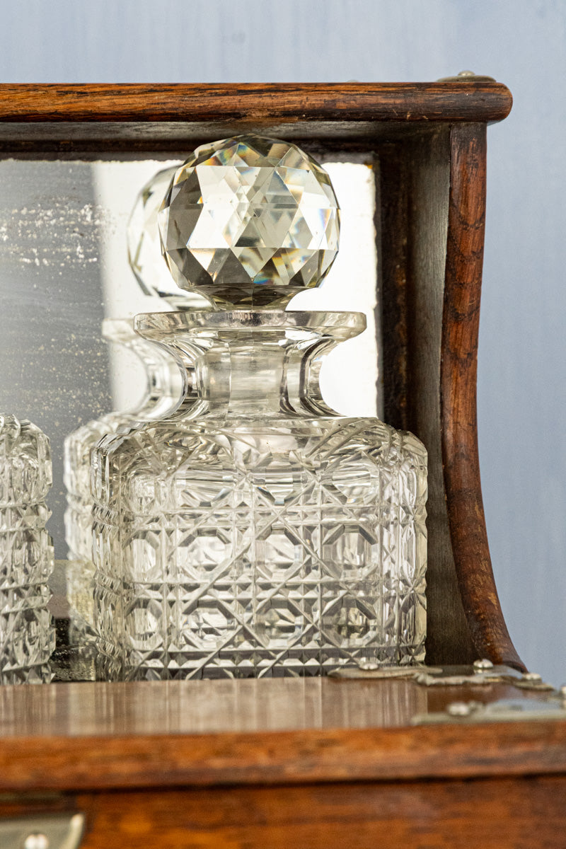 Antique Edwardian Cut Crystal Decanter Tantalus