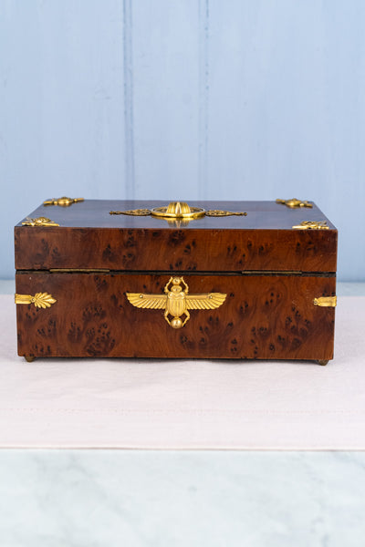 Antique Egyptian Revival Wood & Brass Box