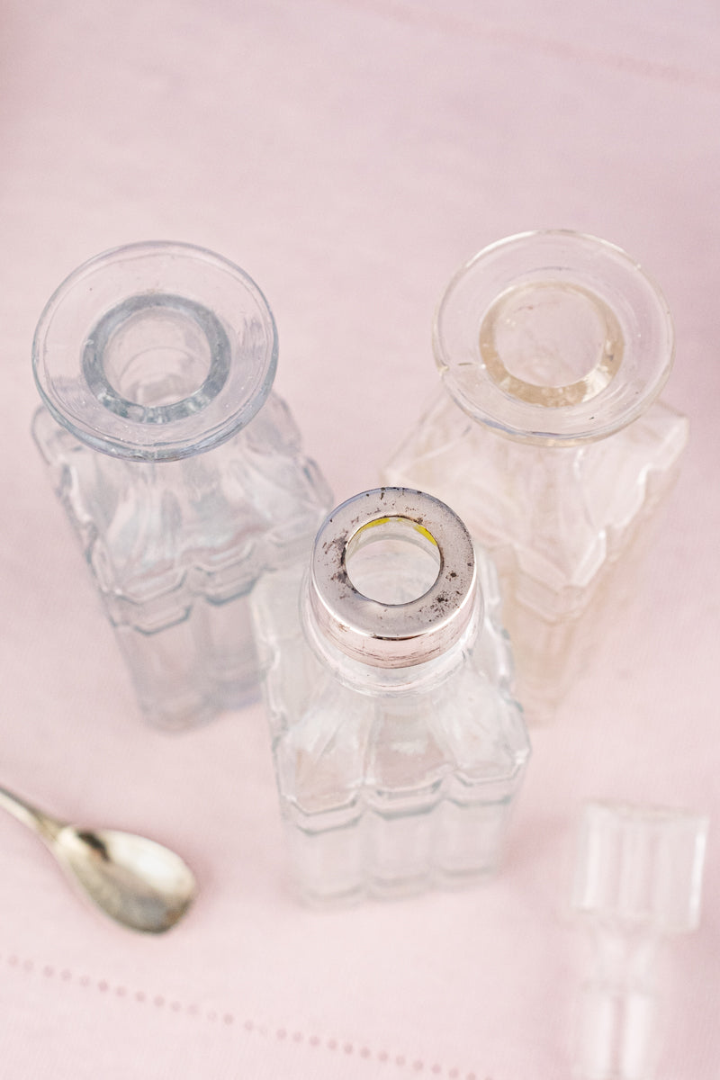 Antique English 4-Piece Silverplate & Glass Cruet Set