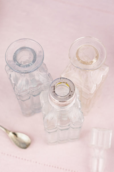 Antique English 4-Piece Silverplate & Glass Cruet Set