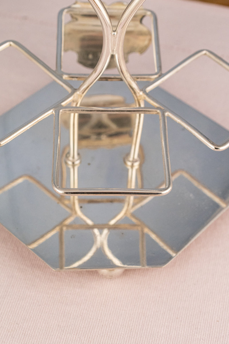 Antique English 4-Piece Silverplate & Glass Cruet Set