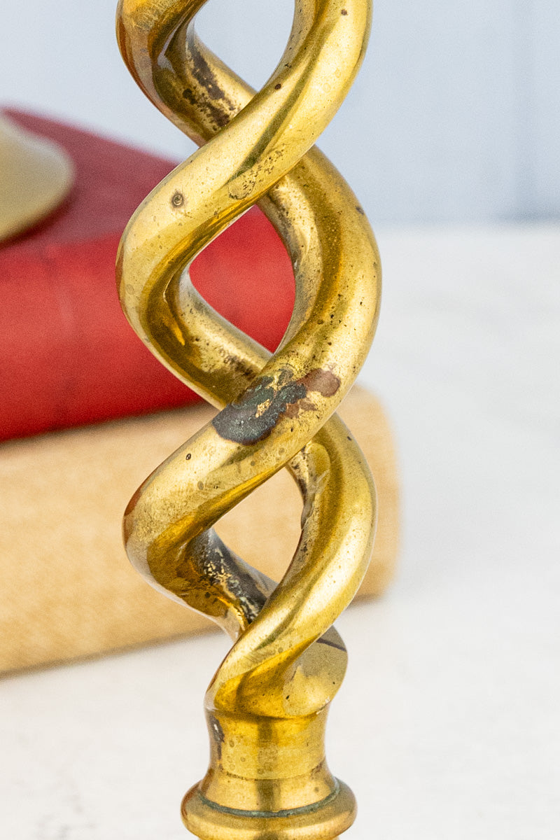 Antique English Brass Candlestick Pair