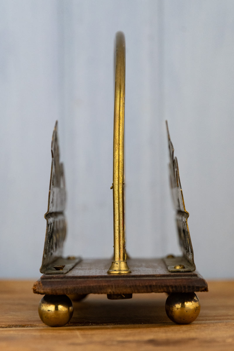 Antique English Oak & Brass Letter Rack