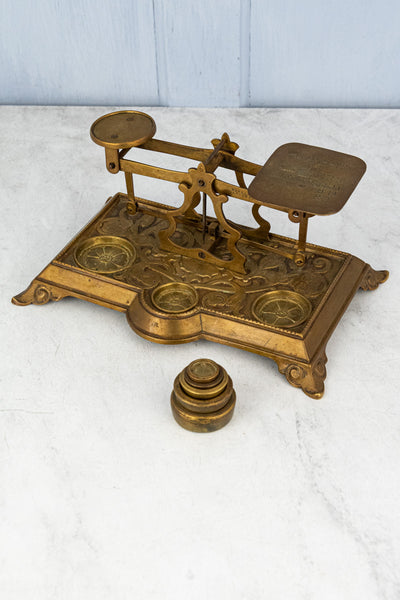 Antique English Brass Postage Scale
