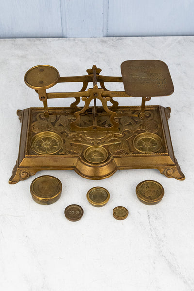 Antique English Brass Postage Scale