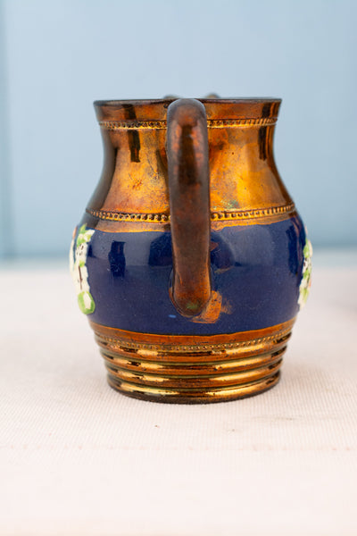 Antique English Copper Lusterware Pastoral Creamer
