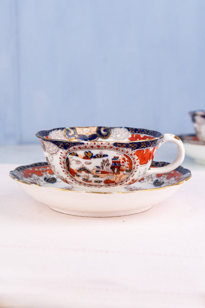 Antique English Imari Cup & Saucer