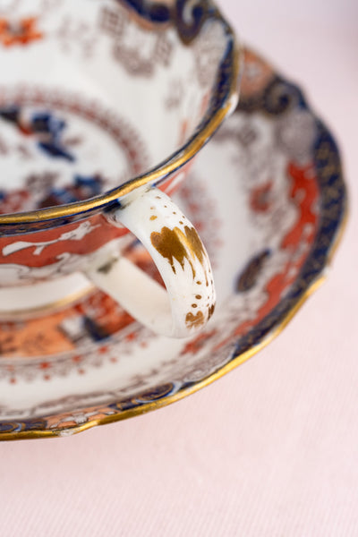 Antique English Imari Cup & Saucer