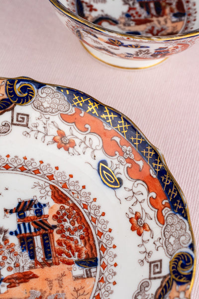 Antique English Imari Cup & Saucer