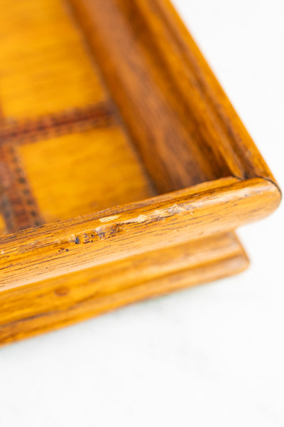 Antique English Inlaid Oak Tray