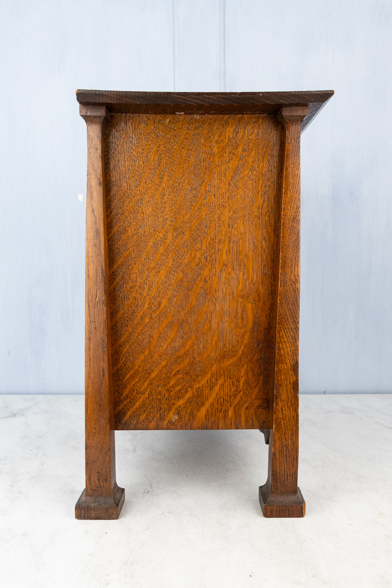 Antique English Oak & Beveled Glass Miniature Cabinet