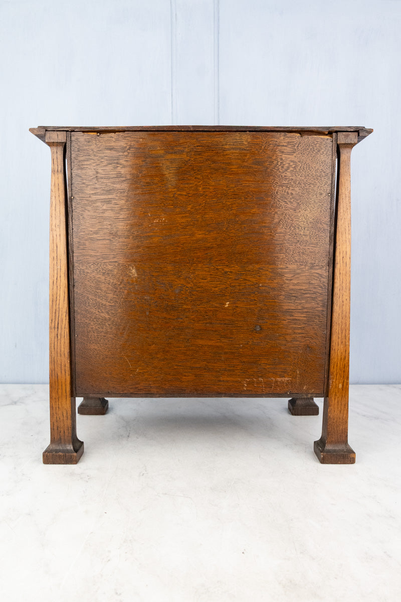 Antique English Oak & Beveled Glass Miniature Cabinet