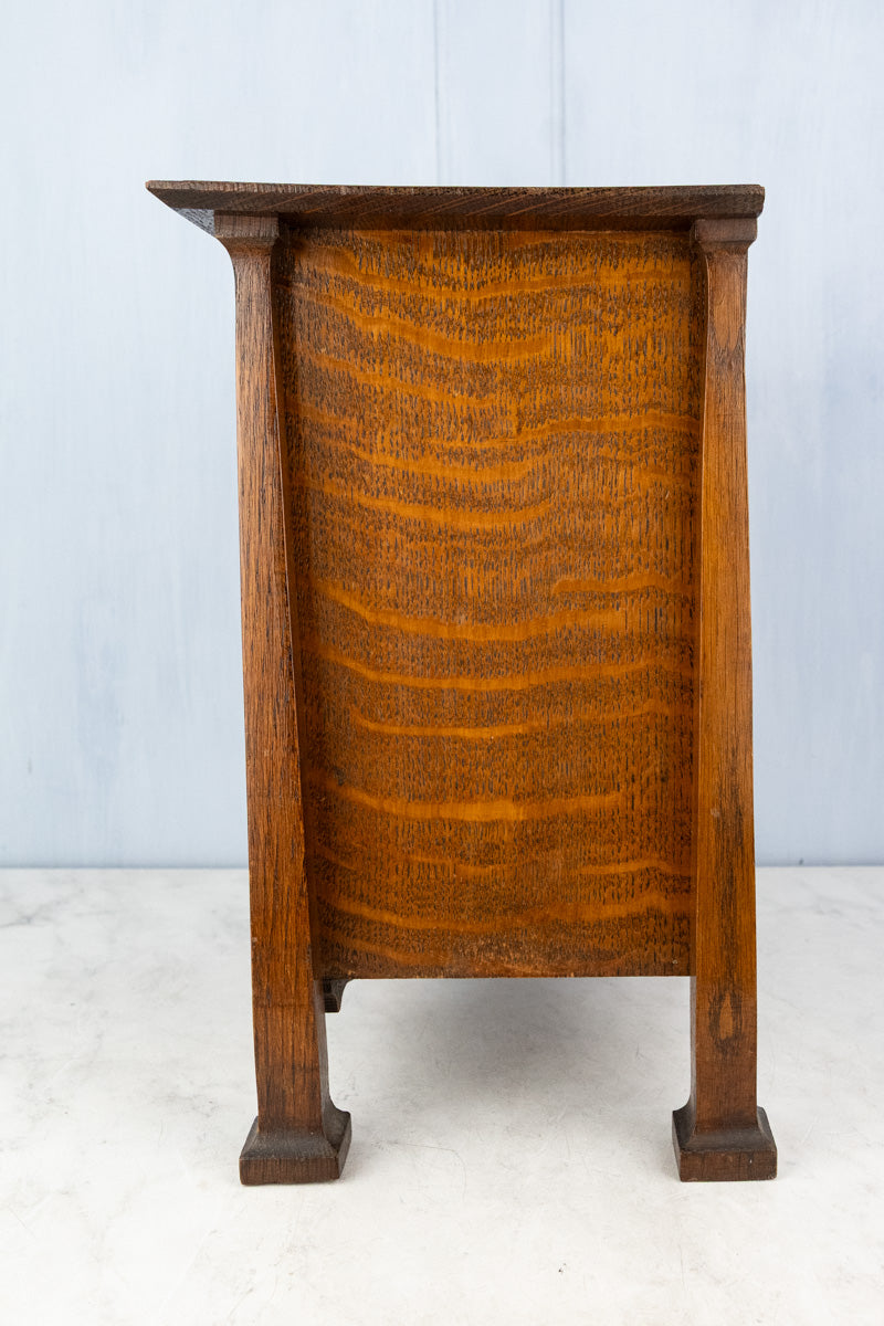 Antique English Oak & Beveled Glass Miniature Cabinet