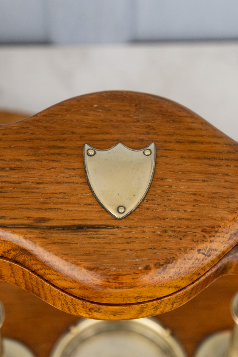 Antique English Oak & Brass Citrus Press