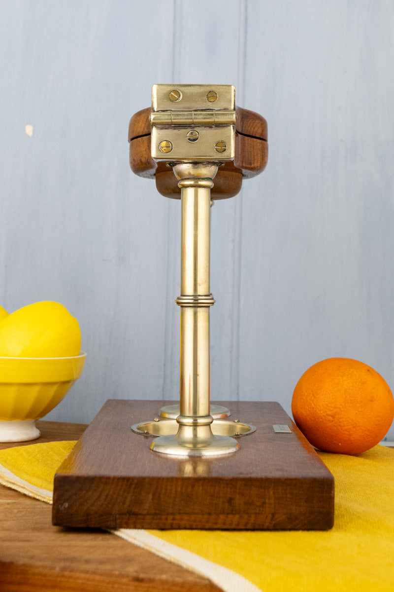 Antique English Oak & Brass Citrus Press