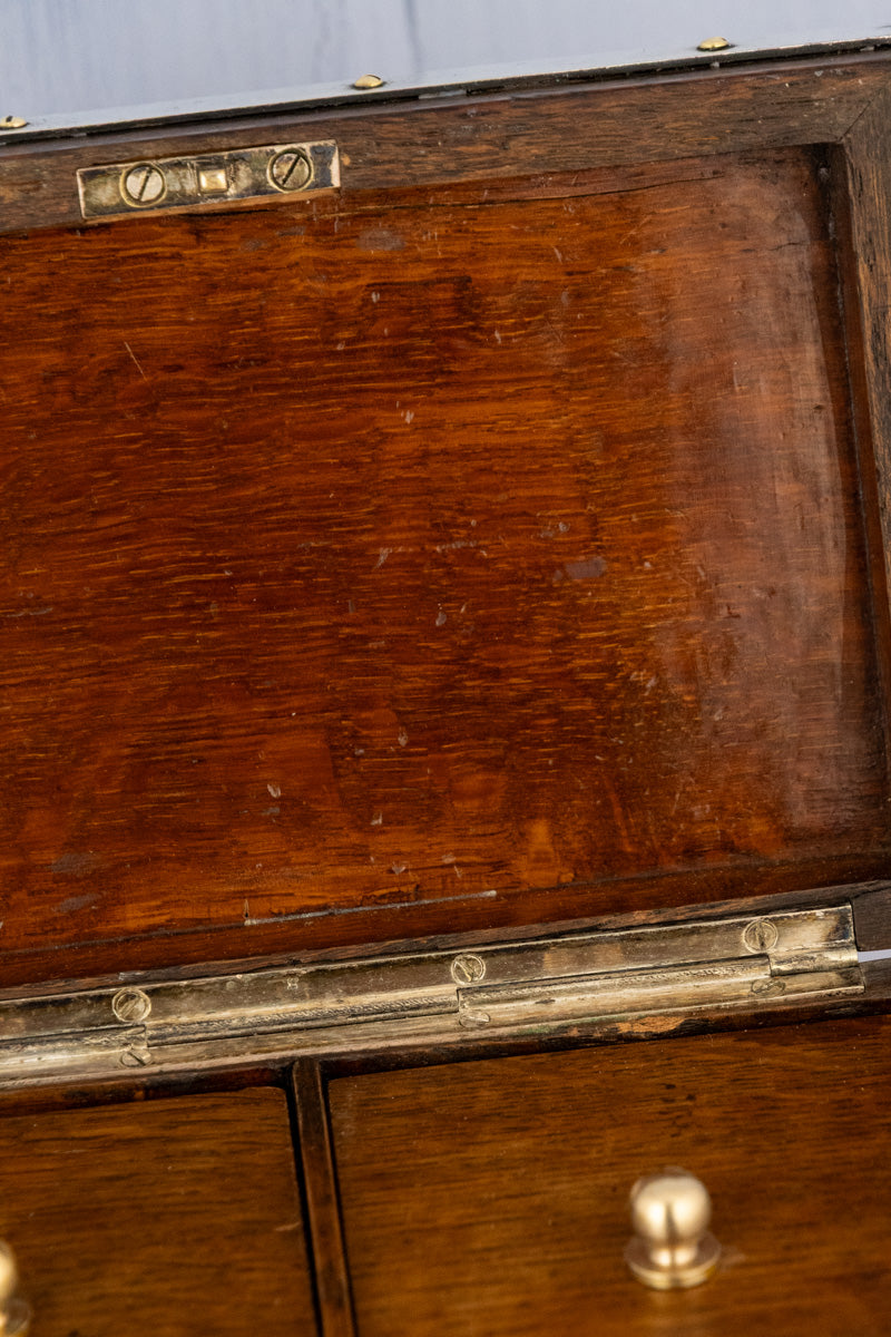 Antique English Oak & Silverplate Tea Caddy