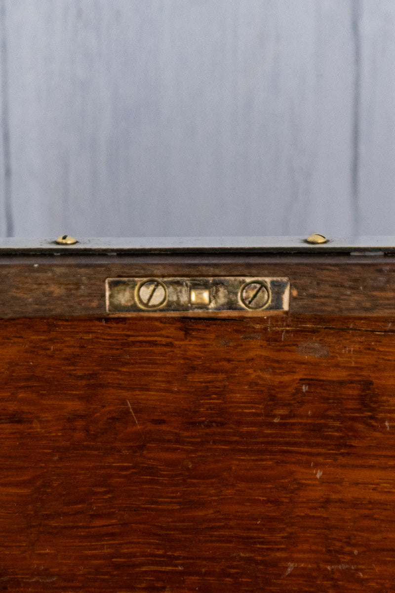 Antique English Oak & Silverplate Tea Caddy
