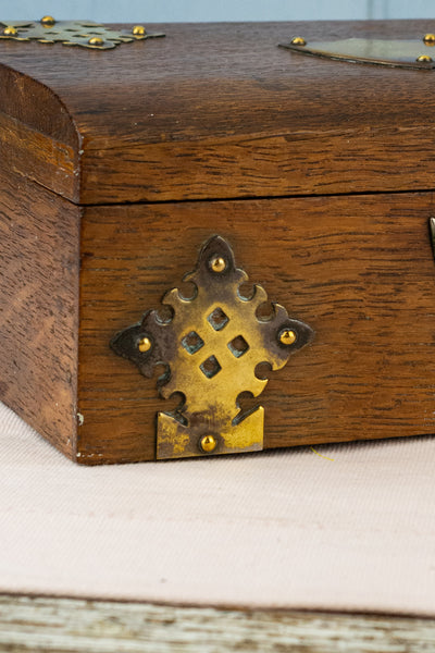 Antique English Oak and Brass Box