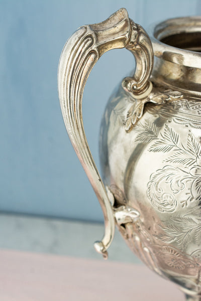 Vintage English Silverplate Football Trophy Urn
