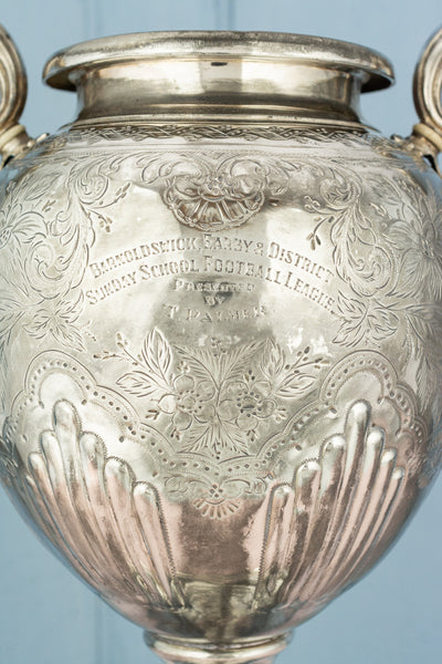 Vintage English Silverplate Football Trophy Urn