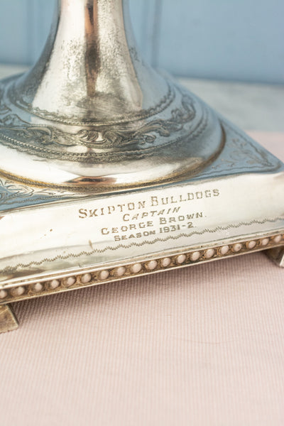 Vintage English Silverplate Football Trophy Urn