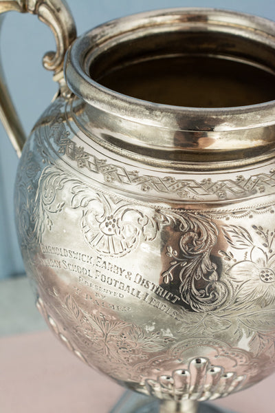 Vintage English Silverplate Football Trophy Urn