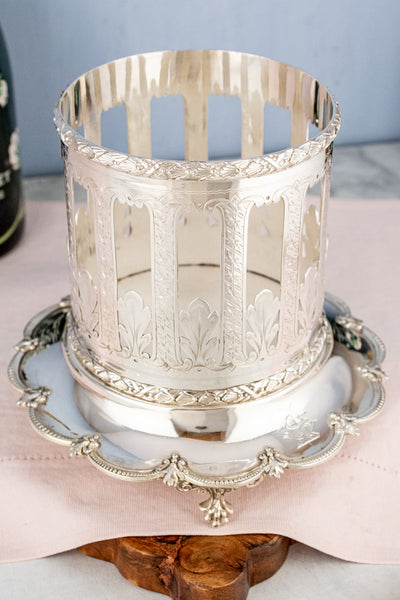 Antique English Silverplate Bottle Stand