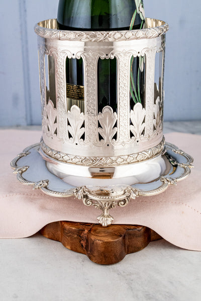 Antique English Silverplate Bottle Stand