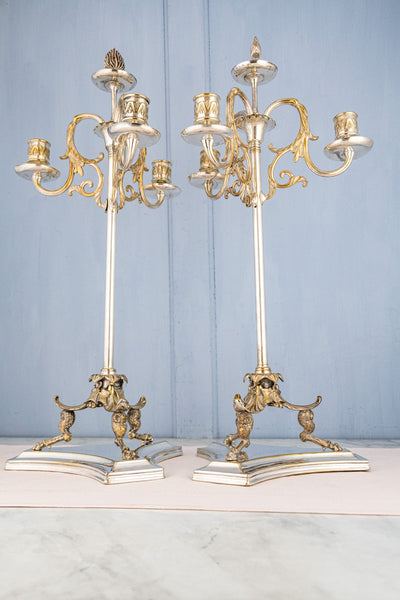 Antique English Silverplate Candelabra Pair