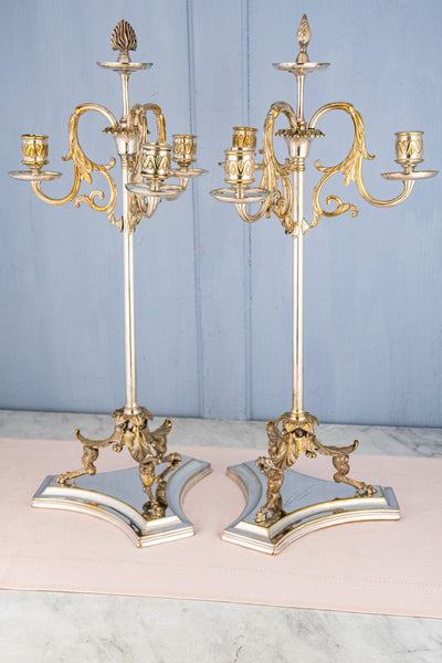 Antique English Silverplate Candelabra Pair