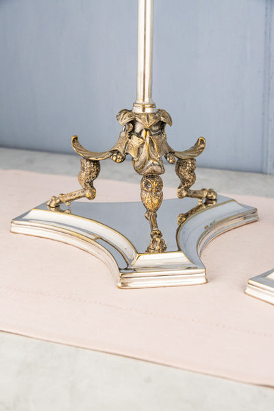 Antique English Silverplate Candelabra Pair