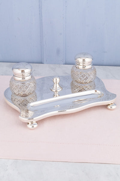 Antique English Silverplate Desk Stand