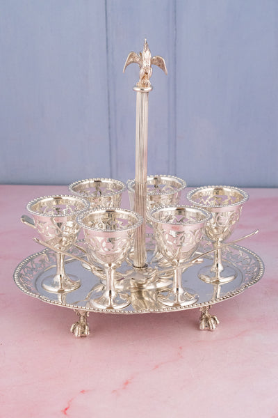 Antique English Silverplate Egg Cruet - Service for 6