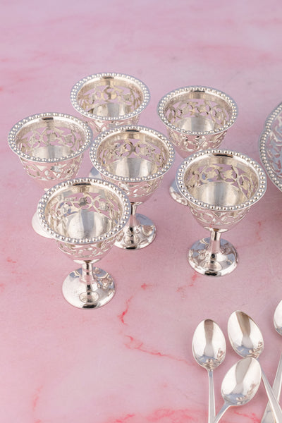 Antique English Silverplate Egg Cruet - Service for 6