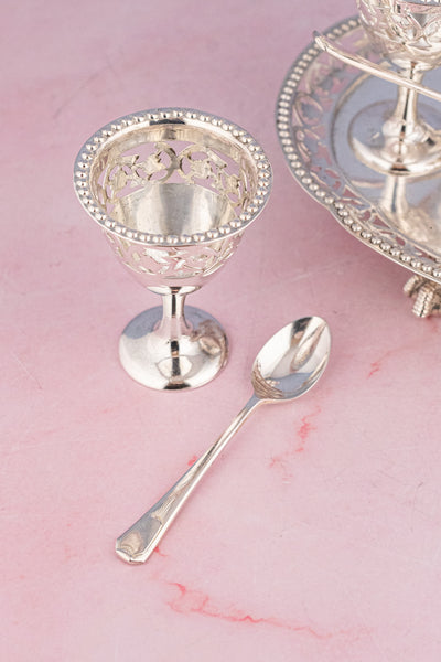 Antique English Silverplate Egg Cruet - Service for 6