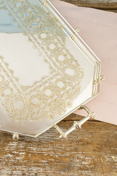 Antique English Silverplate Gallery Tray