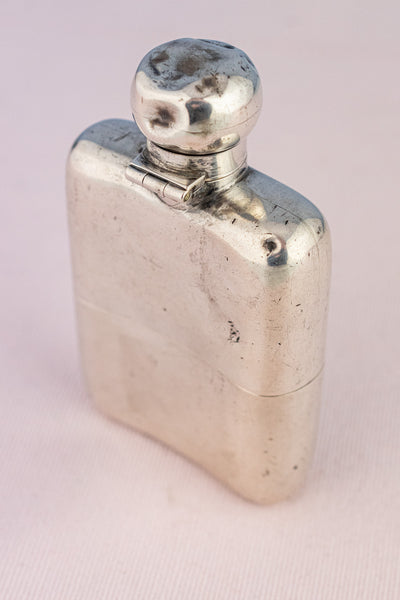 Edwardian 1907 Sterling Silver Harcourt House Flask with Cup